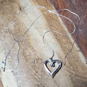 Sterling Silver Black & White Diamond Heart Necklace